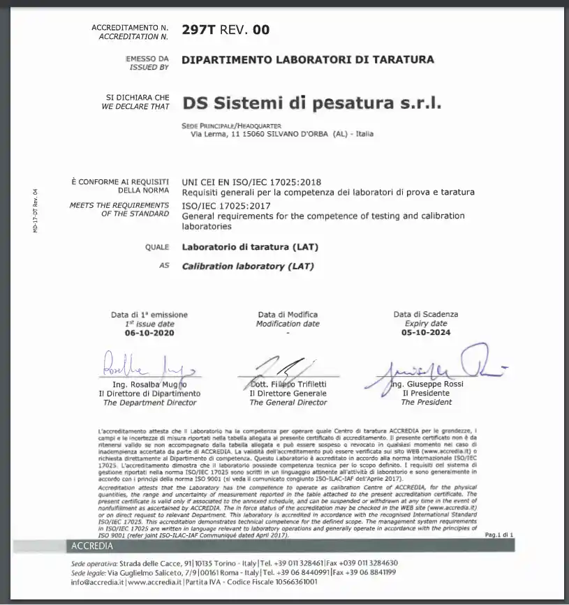 taratura secondo criteri iso 17025 2018